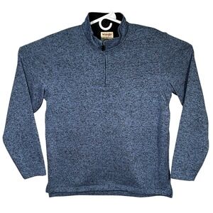 Wrangler Sweater Mens Medium Blue Black Marled Knit Fleece 1/4 Zip Long‎ Sleeve